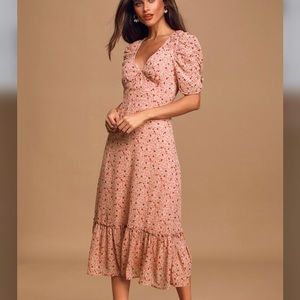 Lulu’s Midi Dress-Before You Go Dusty Pink Floral